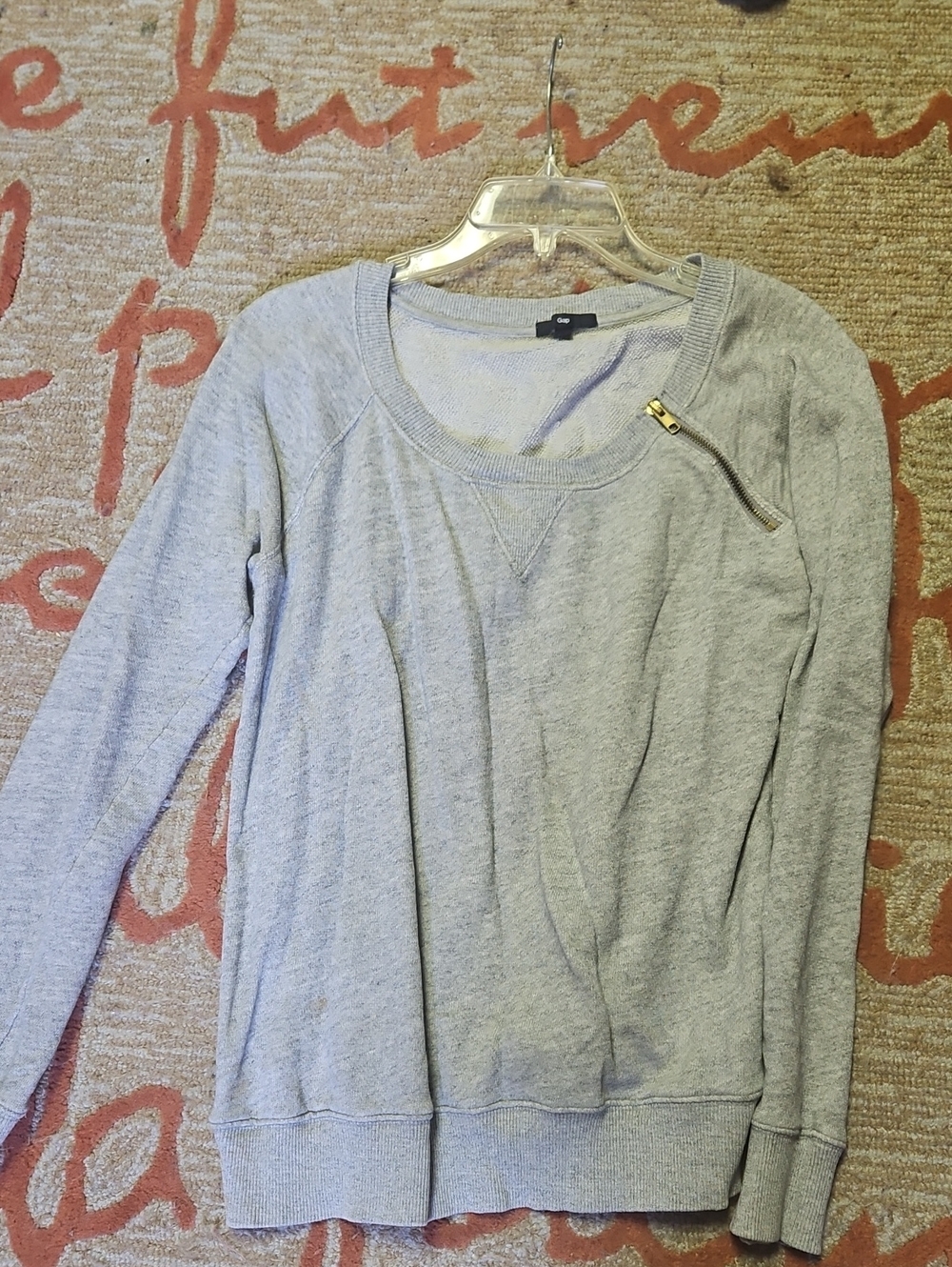 Casual Gray Zip-Accent Crewneck Sweatshirt - Women
